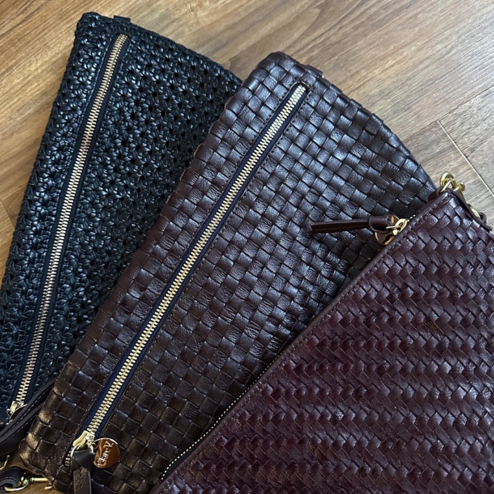 Clare V Woven Leather Crossbody Bag in Dark Brown with Gold Hardware Kalamata - Picture 13 of 16